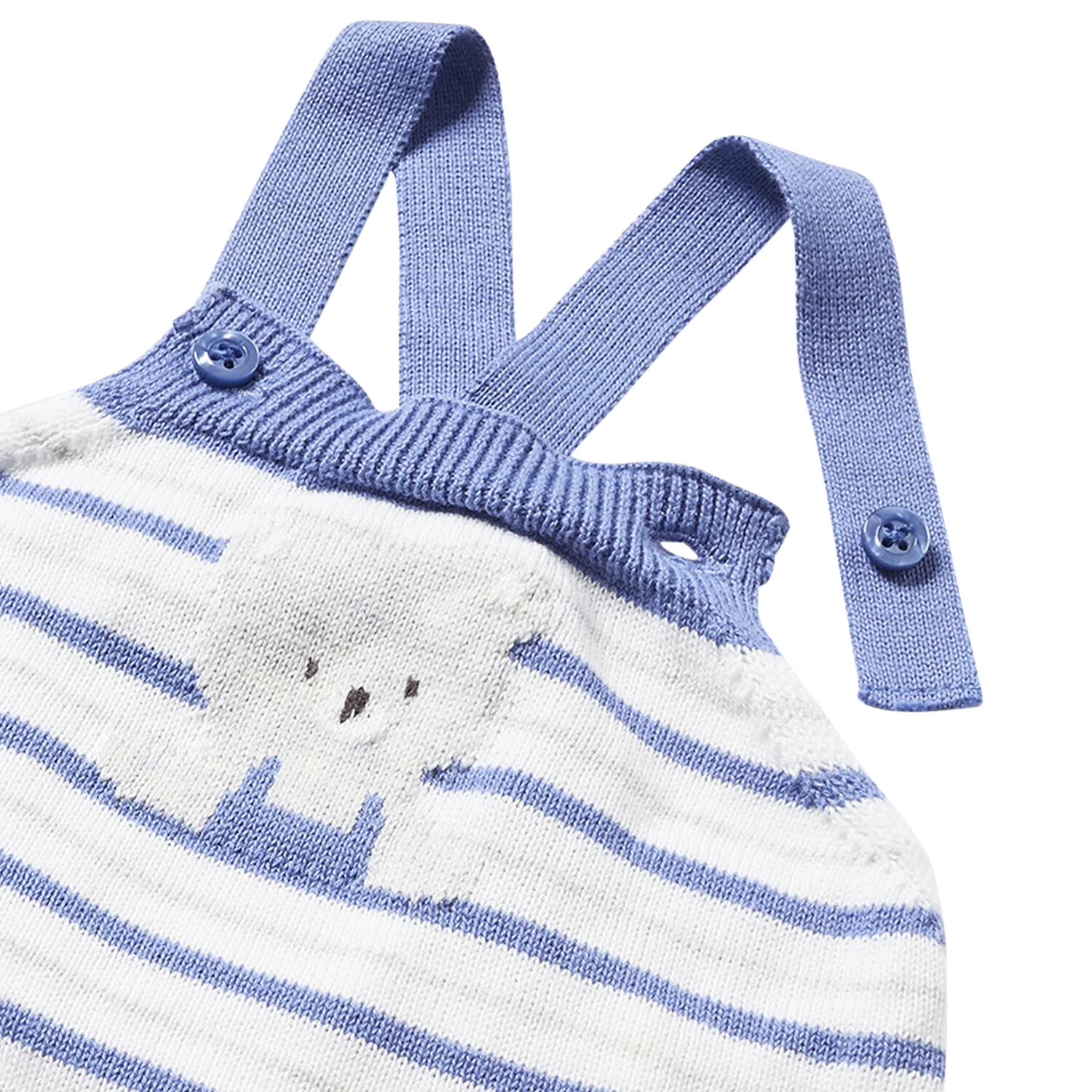Baby Boys White & Blue Dungaree Set, 1, hi-res