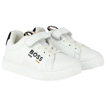 Boys White Logo Trainers