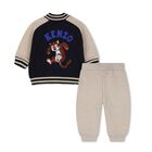 Younger Boys Beige & Navy Blue Tiger Logo Tracksuit, 1, hi-res