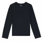 Girls Navy Blue Logo Top, 1, hi-res