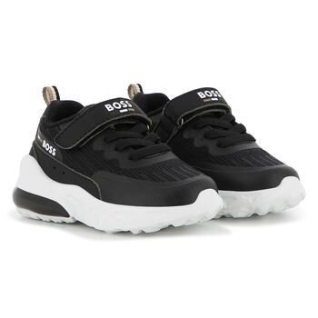 Boys Black Logo Trainers