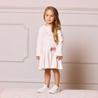 Girls Ivory Flower Dress, 1, hi-res