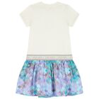 فستان بنات بالشعار باللون العاجي و الأزرق, 1, hi-res