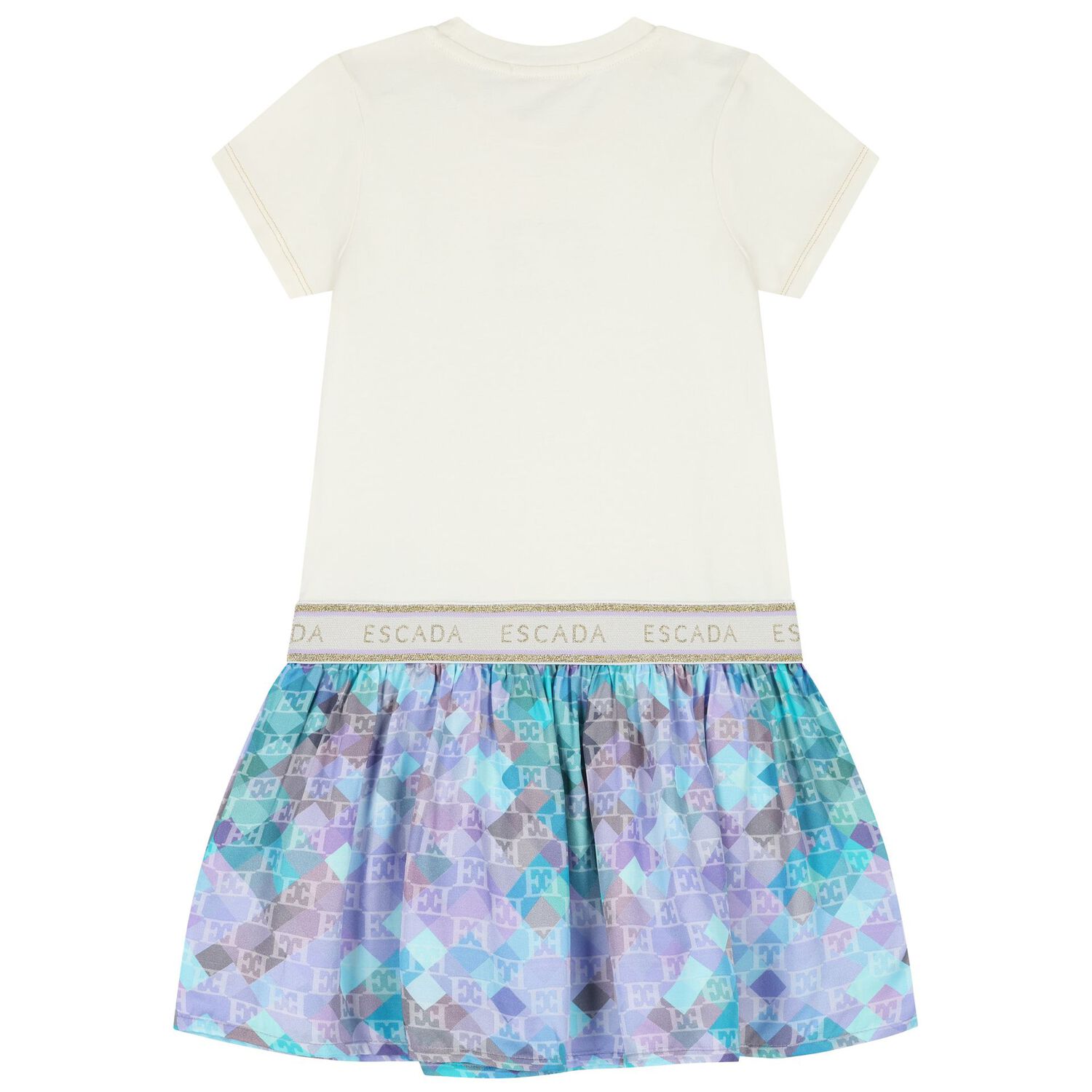 فستان بنات بالشعار باللون العاجي و الأزرق, 1, hi-res