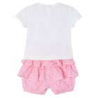 Younger Girls Pink Gingham Shorts Set, 1, hi-res