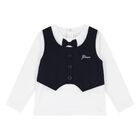 Baby Boys White & Navy Blue Trousers Set, 1, hi-res