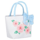 Girls White & Blue Roses Handbag, 1, hi-res