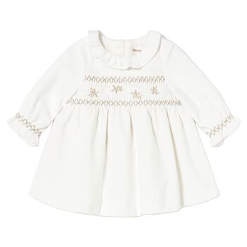 Baby Girls Ivory Embroidered Dress