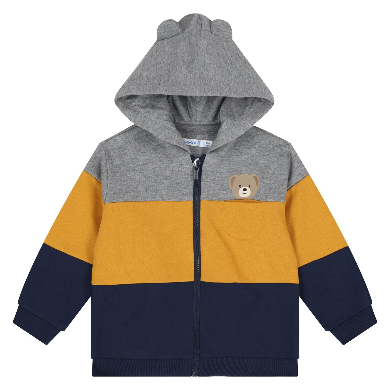Younger Boys Grey, Yellow & Navy Blue Tracksuit Set ( 3 Piece ), 1, hi-res