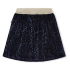 Girls Navy Blue Sequin Skirt, 1, hi-res