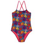 Girls Multi-Colored Sea Shells Swimsuit, 1, hi-res