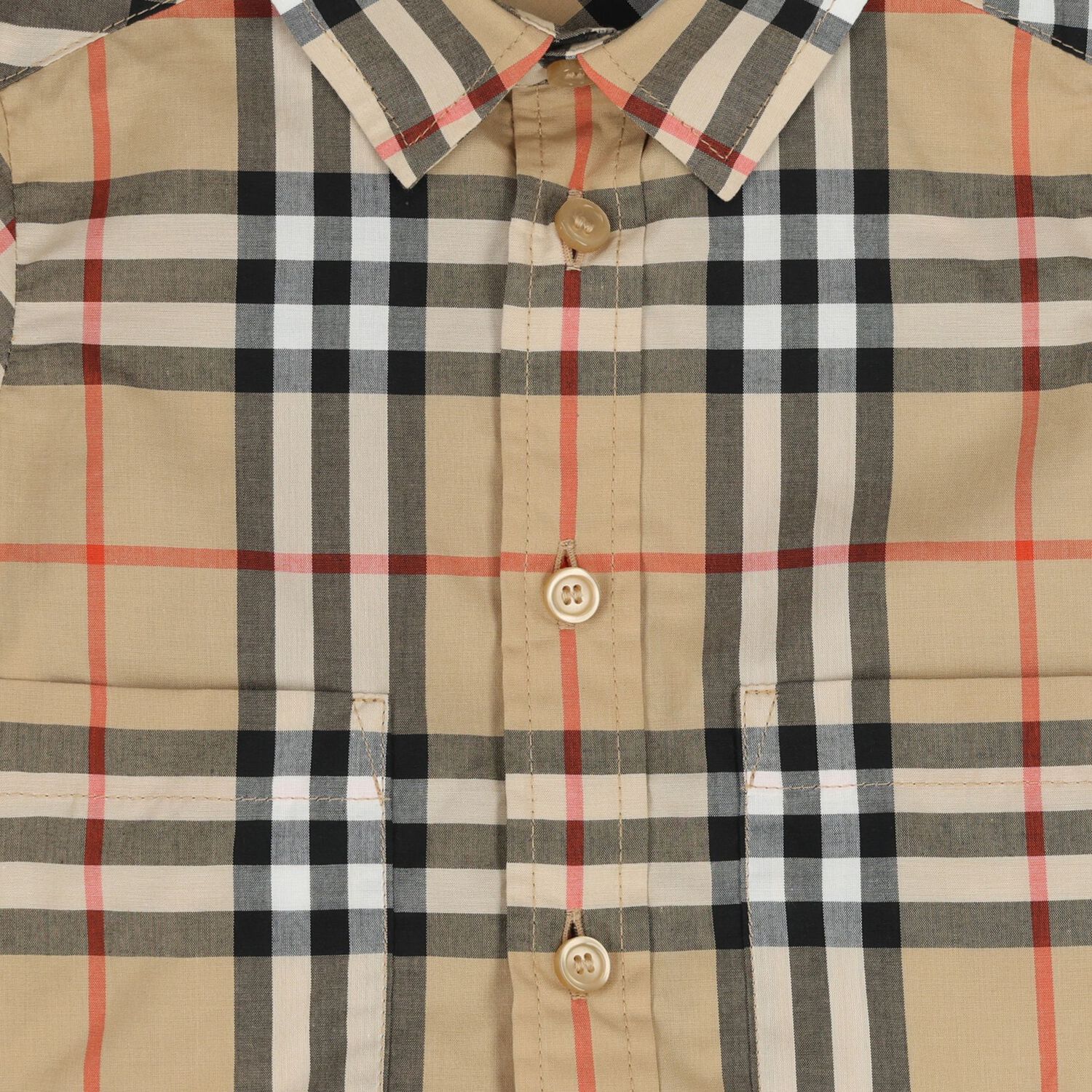 طقم شورت  بنقشة مربعات باللون البيج للأولاد, 1, hi-res