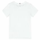 Girls White Holographic Logo T-Shirt, 2, hi-res