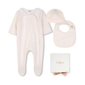 Baby Girls Pink Logo Babygrow Gift Set