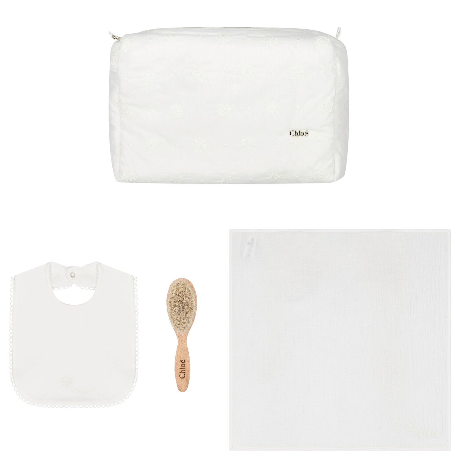 طقم بنات هدايا أفرول بالشعار باللون العاجي, 1, hi-res