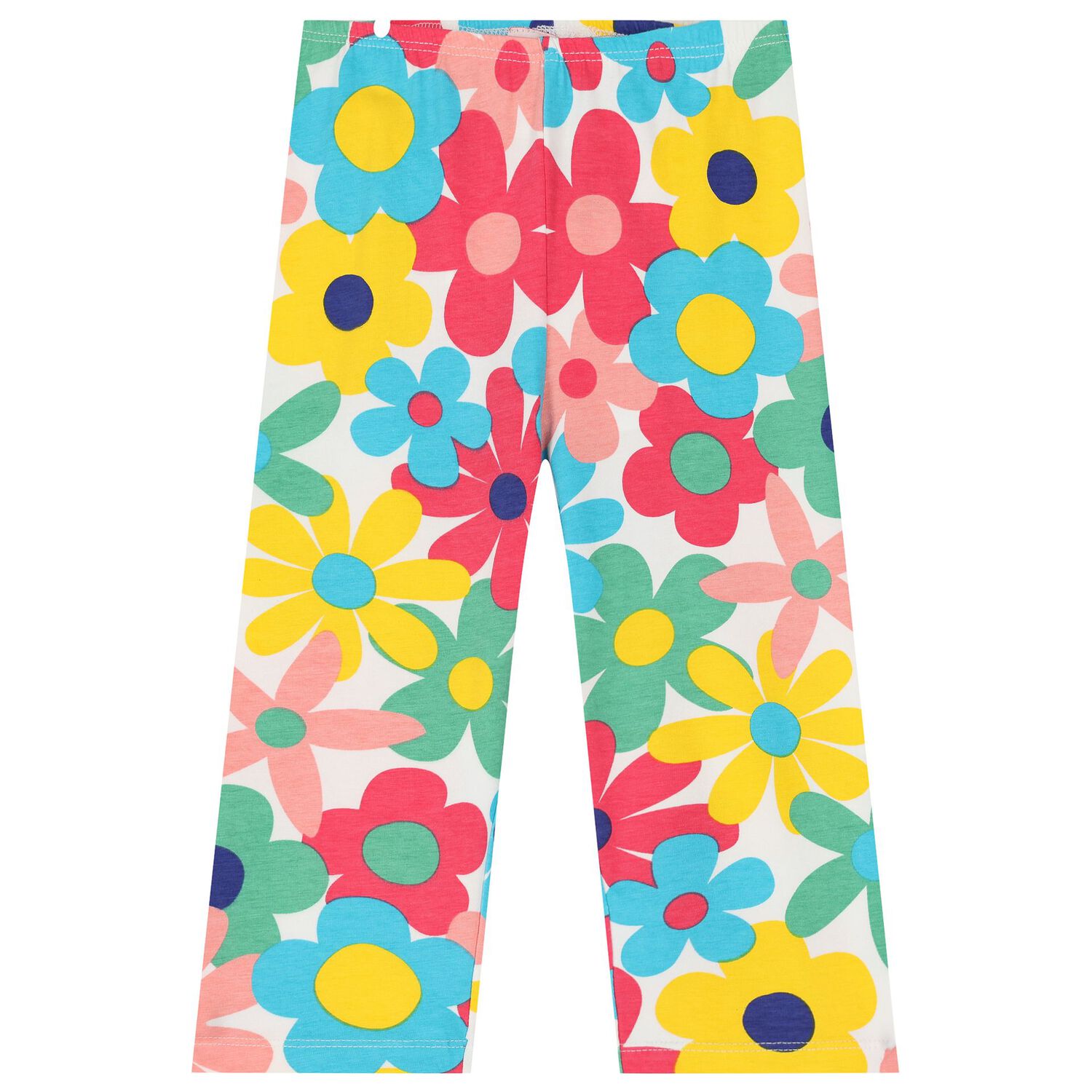 Girls White Flower Leggings Set, 1, hi-res
