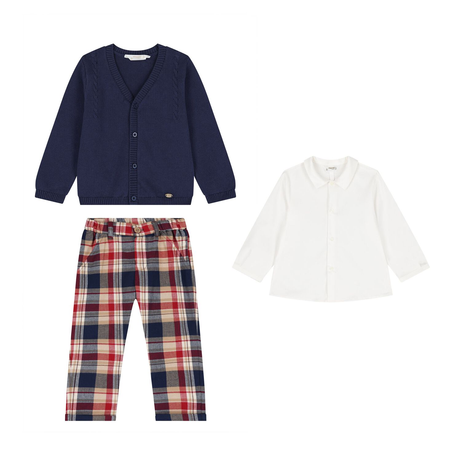 Baby Boys Multi-Coloured Check Trouser Set ( 3 Piece ), 1, hi-res