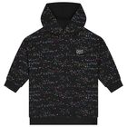 Girls Black Starlight Logo Hooded Dress, 1, hi-res