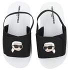 صندل أولاد أيكونك بالشعار باللون الأسود والأبيض , 1, hi-res