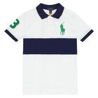 Boys White & Navy Logo Polo Shirt, 1, hi-res