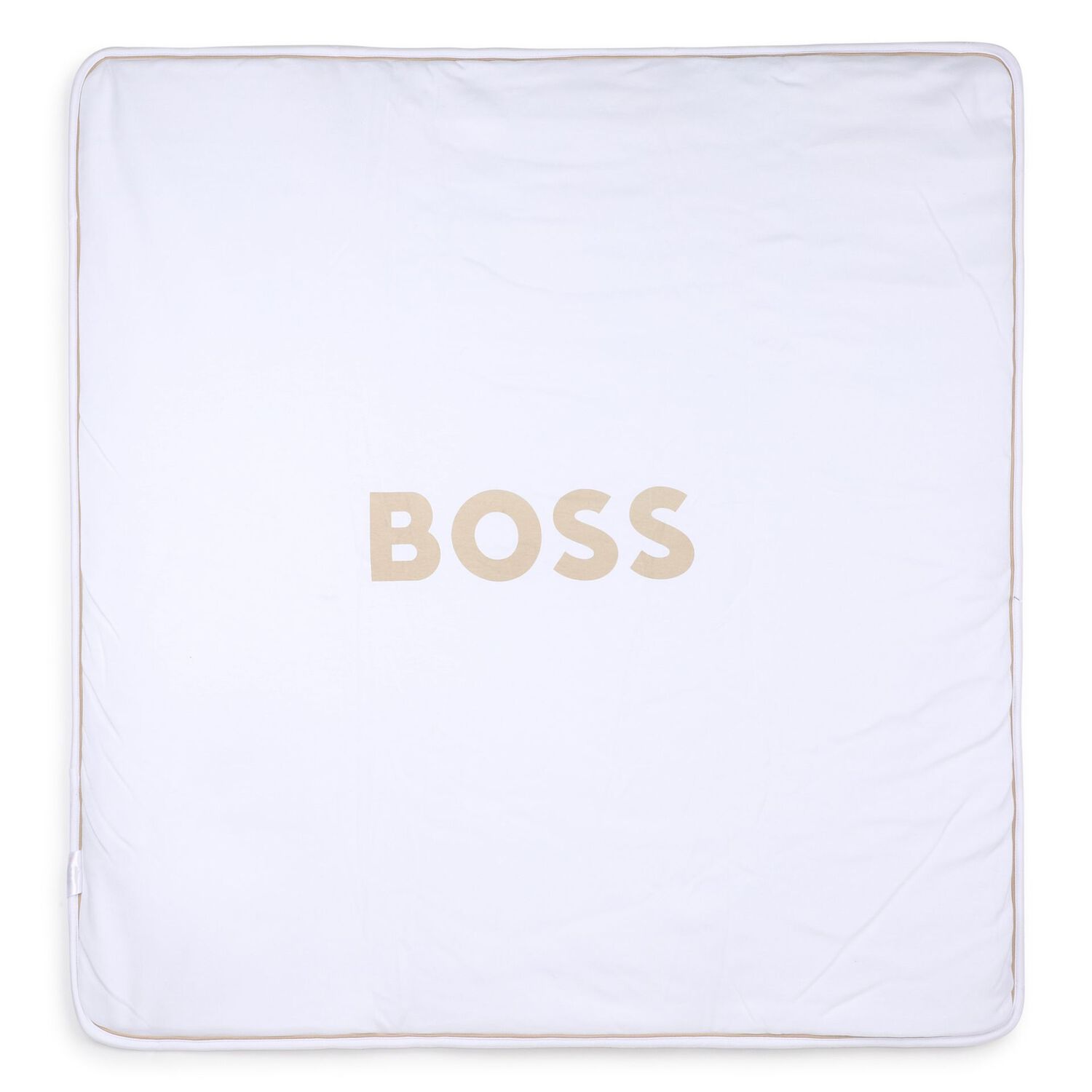 White & Beige Striped Logo Baby Blanket , 1, hi-res