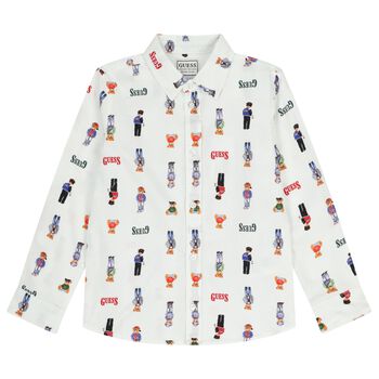 تيشيرت بشعار الدب تيدي باللون الأبيض