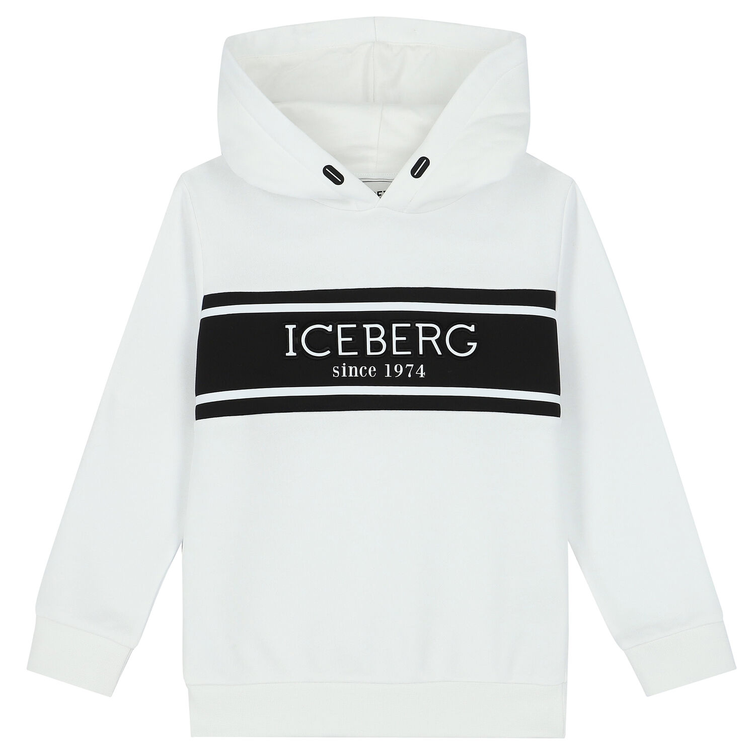 Boys White Logo Hooded Top, 1, hi-res image number null