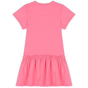 Girls Pink Teddy Bear Logo Dress