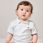 Baby Boys White Logo Polo Shirt, 1, hi-res