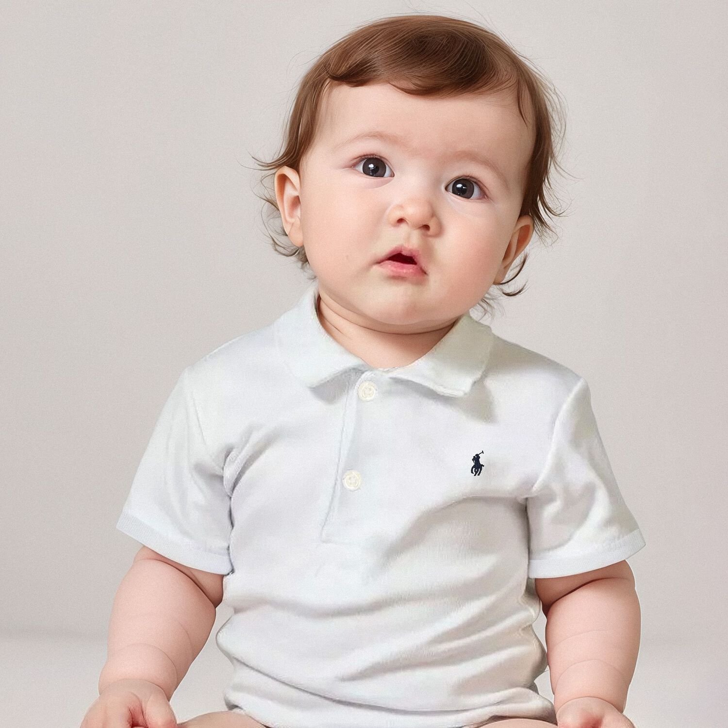Baby Boys White Logo Polo Shirt, 1, hi-res image number null