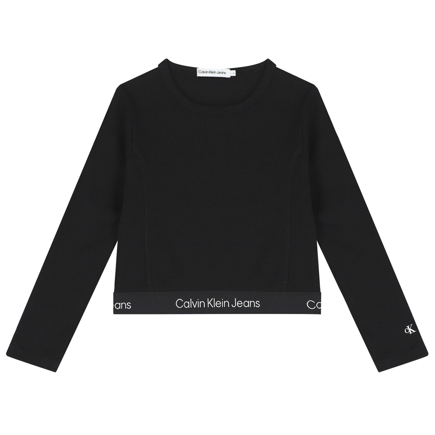 Girls Black Logo Long Sleeve Top, 1, hi-res image number null
