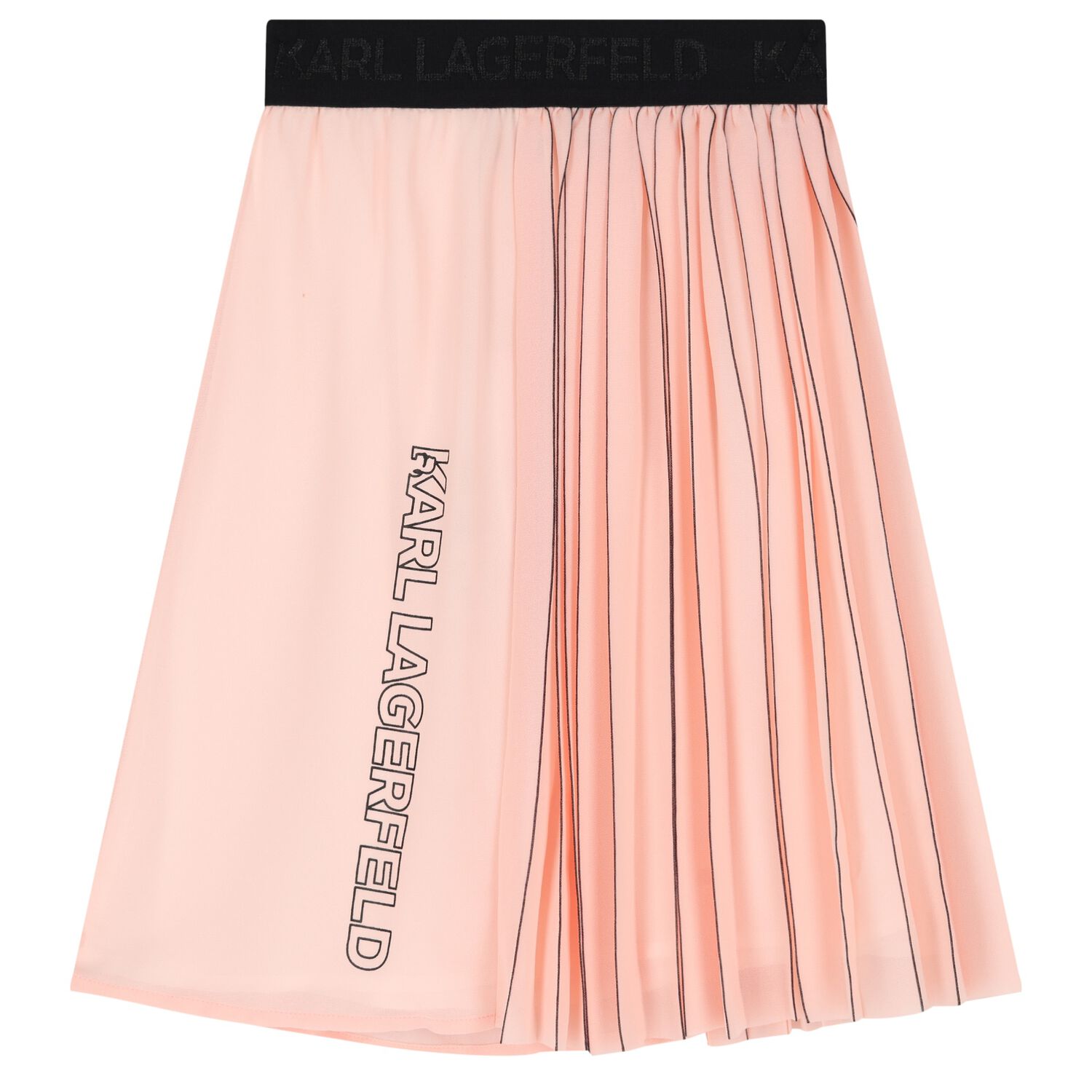 Girls Pink & Black Logo Pleated Skirt, 1, hi-res
