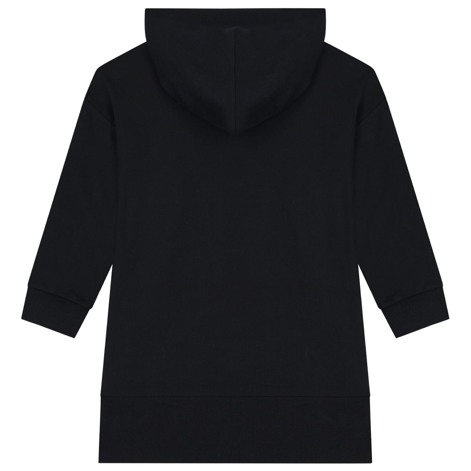 Girls Black Rhinestone Logo Hooded Dress, 1, hi-res image number null