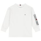 Boys White Long Sleeve Top, 2, hi-res