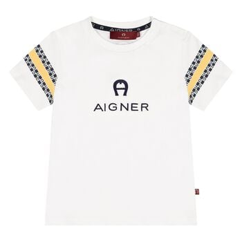 Younger Boys White Logo T-Shirt