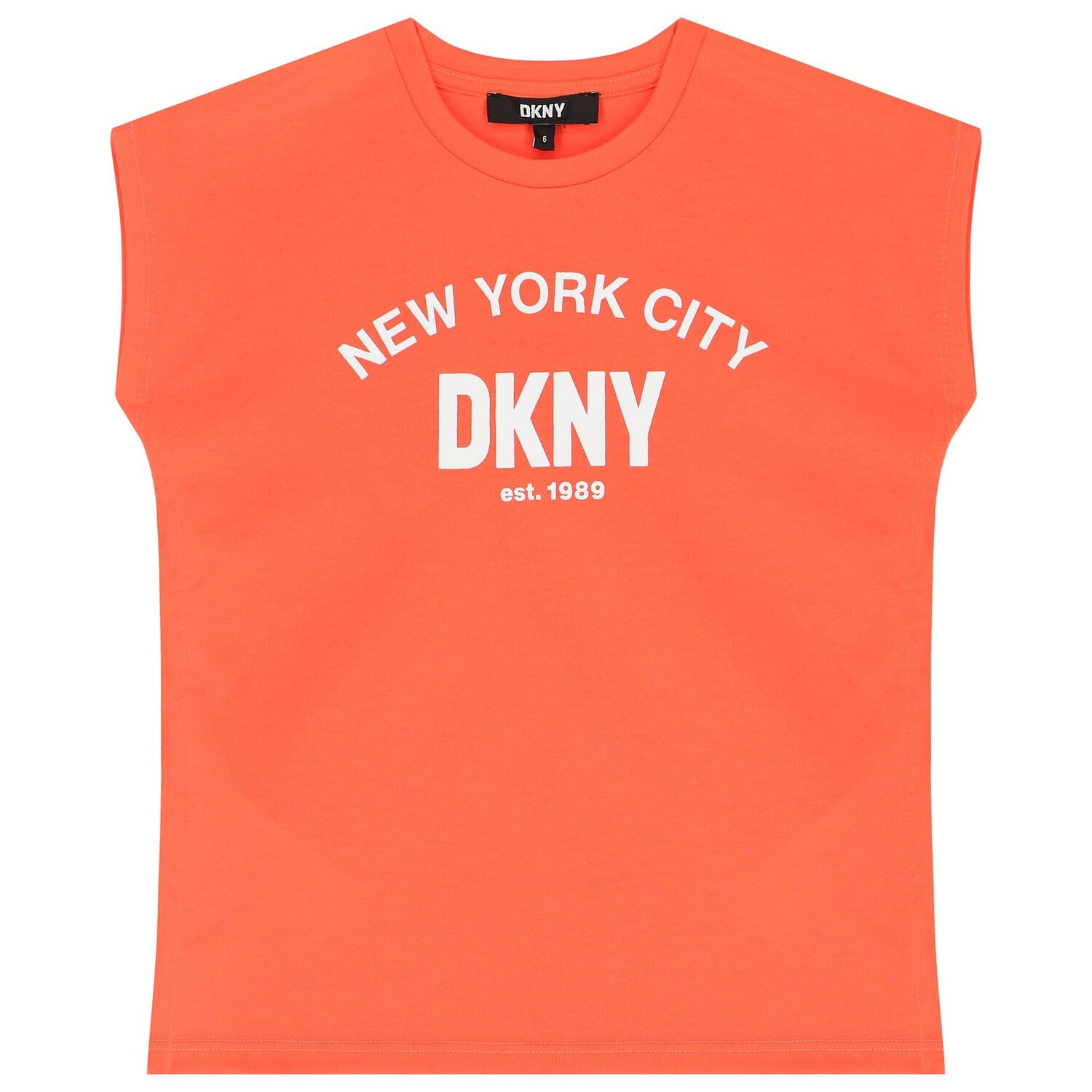 Girls Neon Orange Logo Top, 2, hi-res