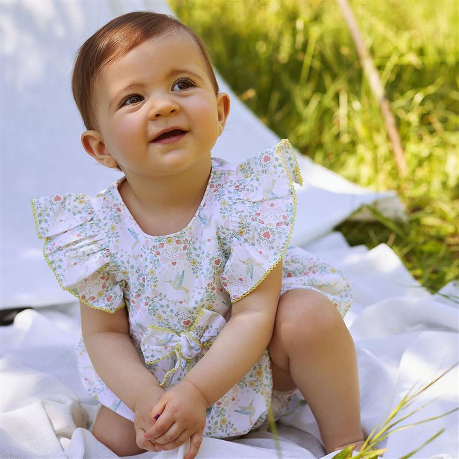 طقم فستان زهري عاجي للبنات الصغار, 1, hi-res