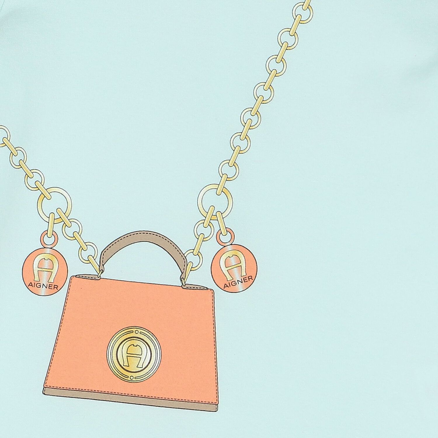 فستان بنات بالشعار وطبعة حقيبة باللون الأزرق أكوا, 2, hi-res