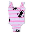 Girls White & Pink Choupette Stripe Swimsuit, 1, hi-res
