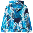 Boys Blue & White Abstract Logo Zip Up Top, 1, hi-res