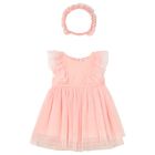 Younger Girls Coral Tulle Dress Set, 3, hi-res