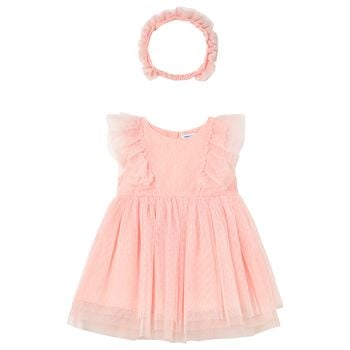 Younger Girls Coral Tulle Dress Set
