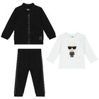 Younger Boys Black & White Logo 3-Piece Tracksuit, 1, hi-res