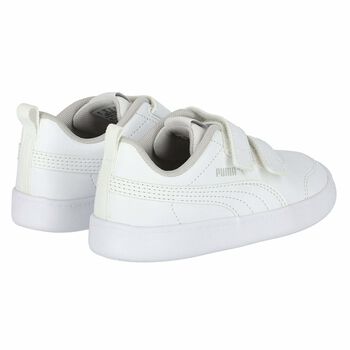 حذاء رياضي بالشعار باللون الأبيض للبنات