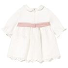 فستان بنات مزين بالزهور باللون الابيض والوردى , 1, hi-res