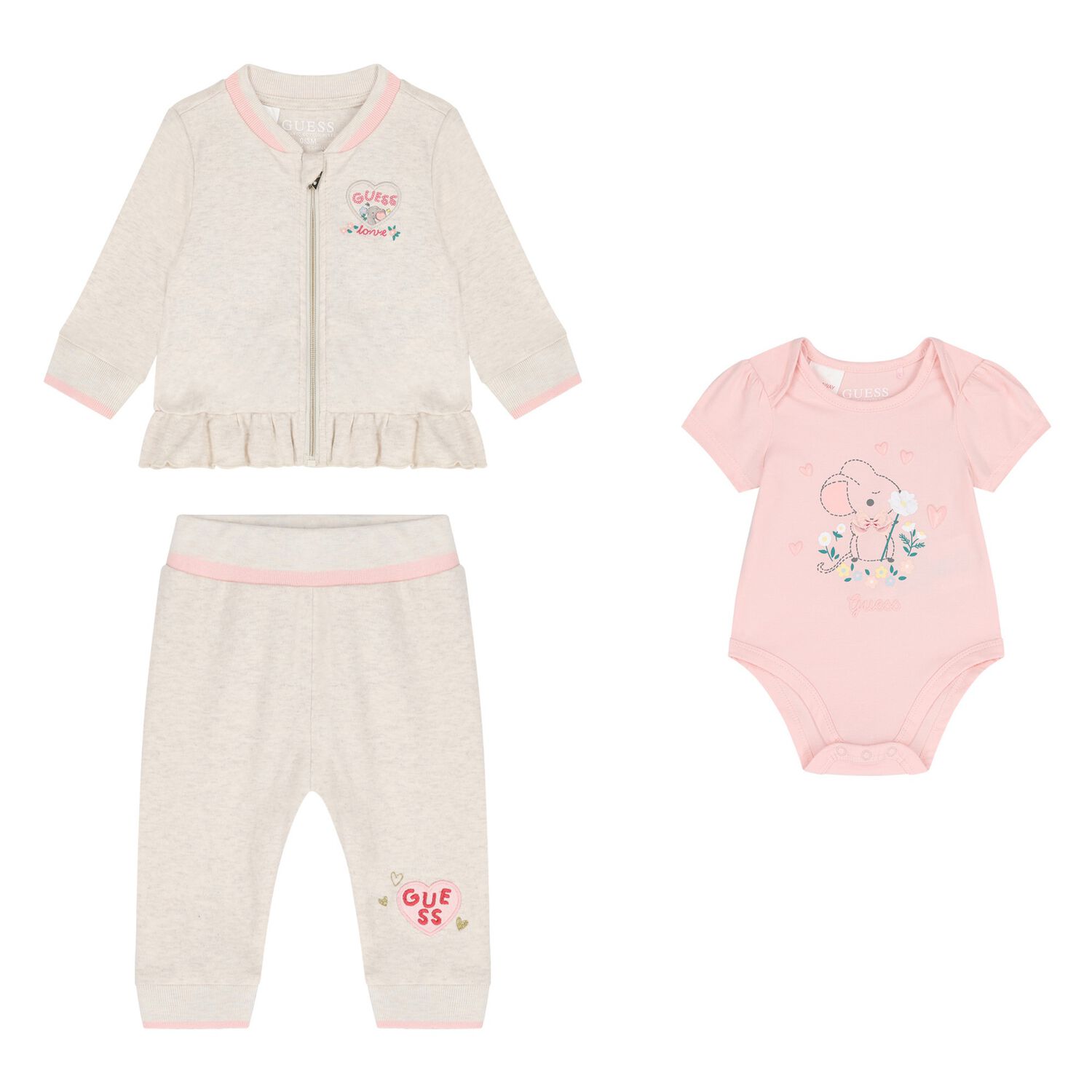 Baby Girls Beige Logo Tracksuit ( 3 Piece ), 1, hi-res image number null
