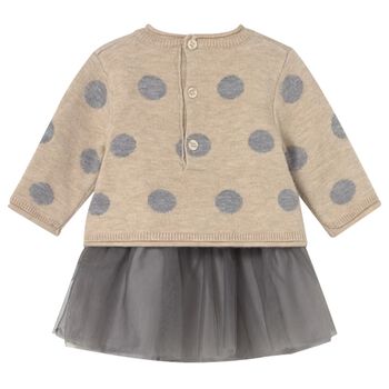 Baby Girls Beige & Grey Tulle Dress Set