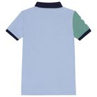 Boys Blue & Green Logo Polo Shirt, 1, hi-res