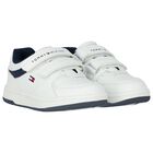 Boys White Logo Trainers, 1, hi-res