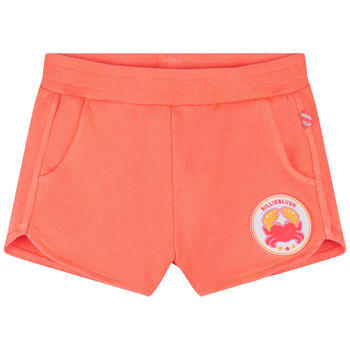 Girls Coral Pink Sequin Logo Shorts